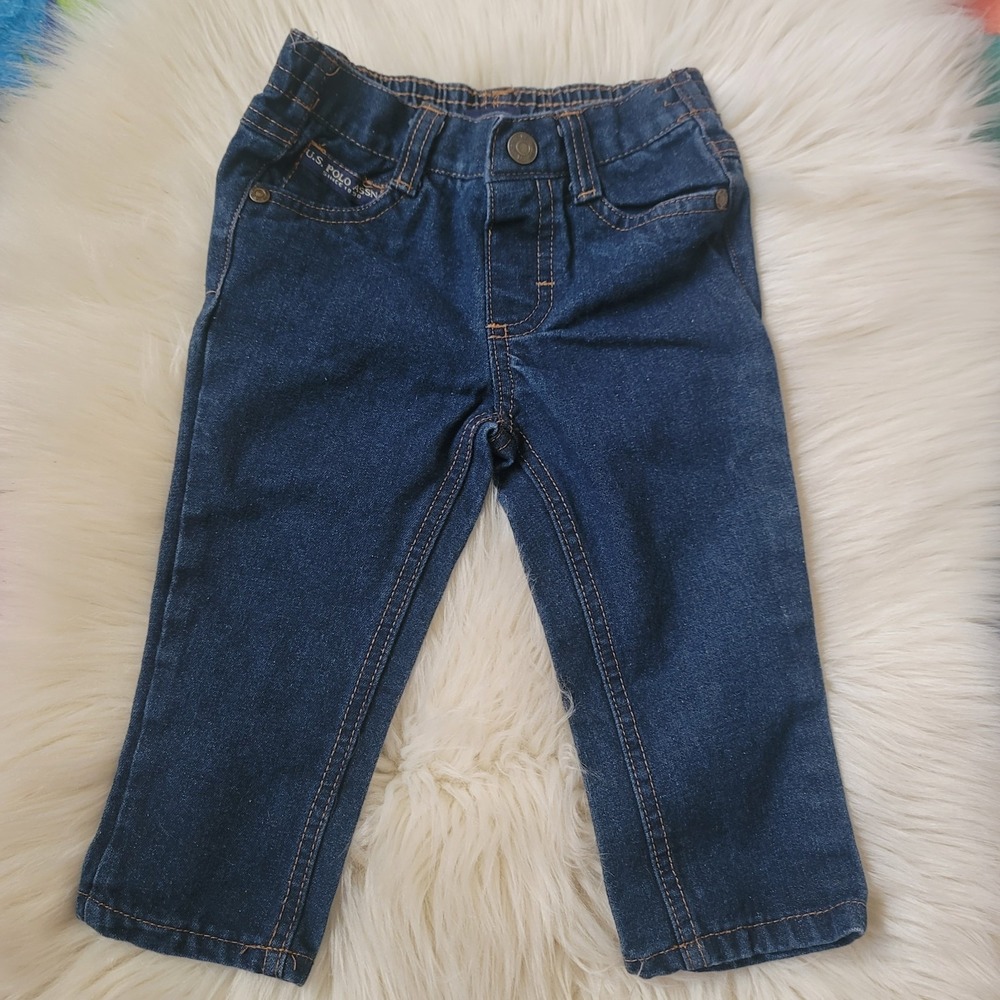 U.S. Polo Assn Baby Boy Jeans Size 18M Blue Denim Elastic Waist